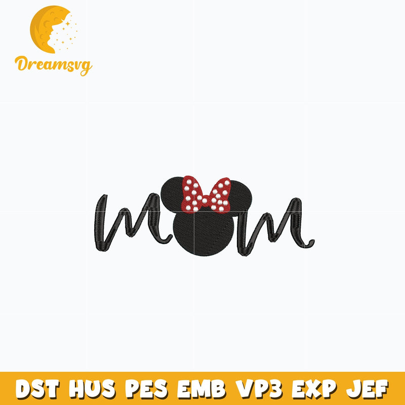 Minnie mouse head mom embroidery design