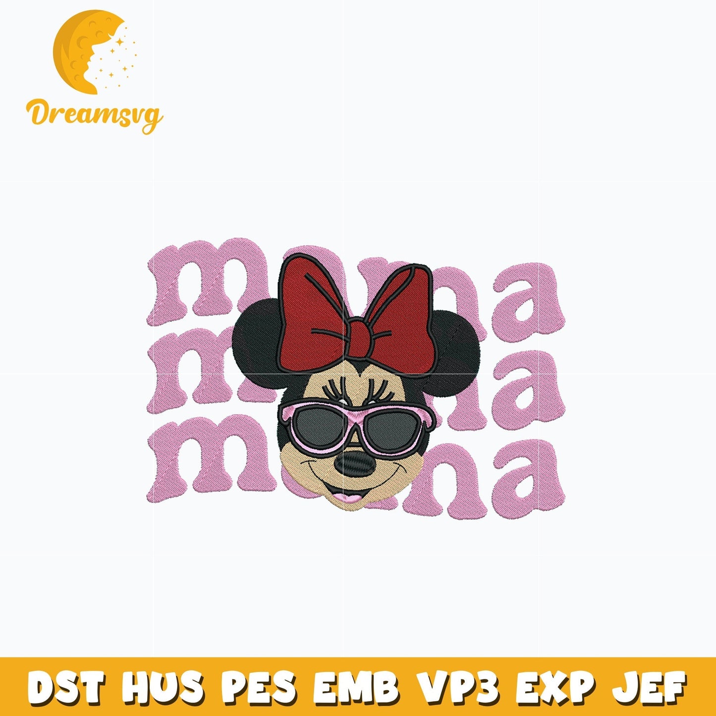 Minnie mouse head mama embroidery design