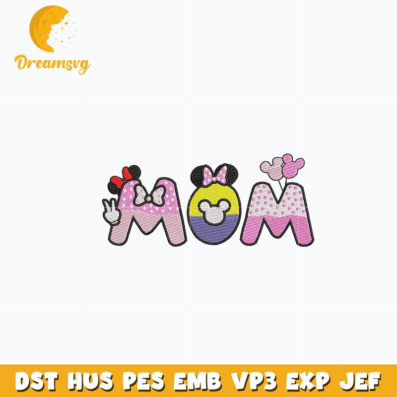 Minnie mouse mom embroidery design