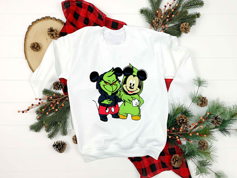 Baby Mickey And Baby Grinch Cosplay SVG, Christmas SVG File.