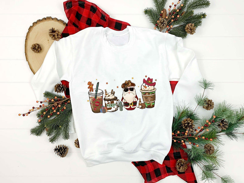 Santa Claus Cowboy, Snowman Cowboy Coffee Christmas PNG, Christmas PNG.