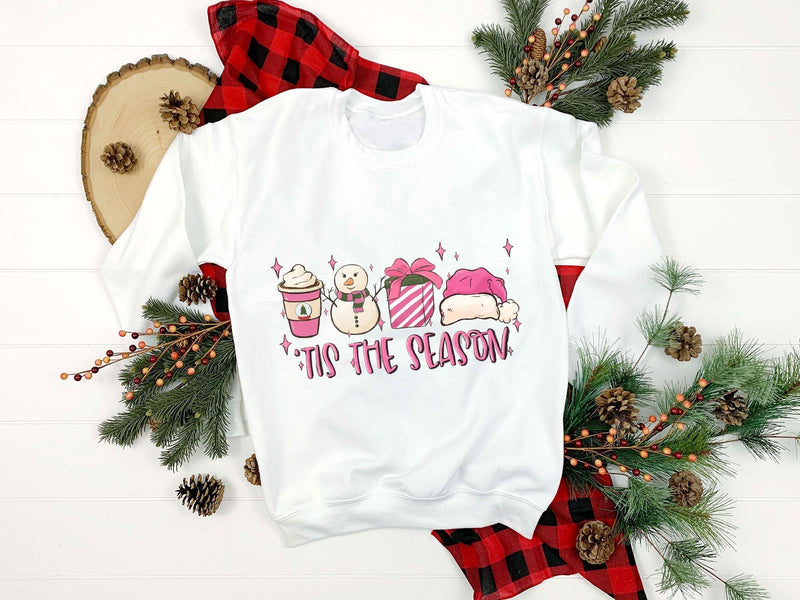 Tis The Season PNG, Coffee Snowman Gift Santa Hat Christmas PNG.