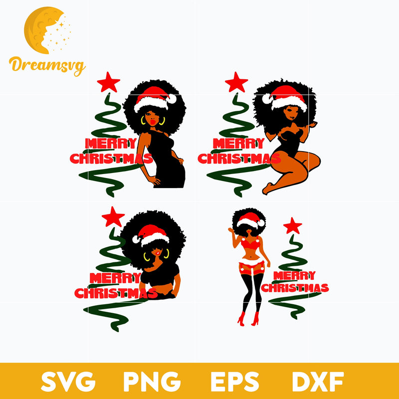 Afro woman Christmas SVG, Christmas SVG, PNG DXF EPS Digital File.