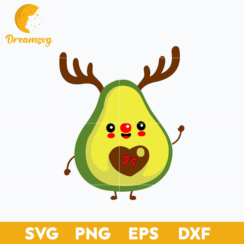 Avocado Deer Christmas SVG, Christmas SVG, PNG DXF EPS Digital File.