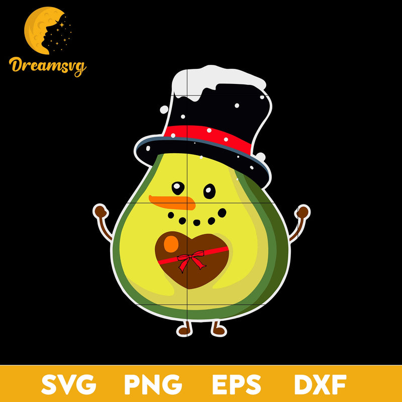 Avocado Snowman Christmas SVG, Christmas SVG, PNG DXF EPS Digital File.