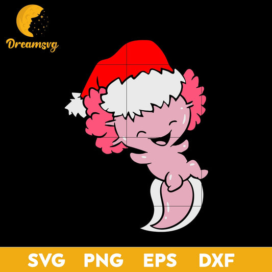 Axolotl With Santa Hat Cute Christmas SVG, Christmas SVG, PNG DXF EPS Digital File.