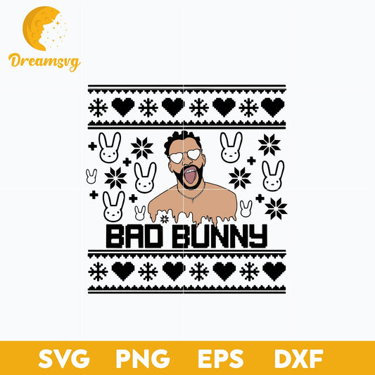 Bad Bunny Ugly Christmas SVG, Christmas SVG, PNG DXF EPS Digital File.