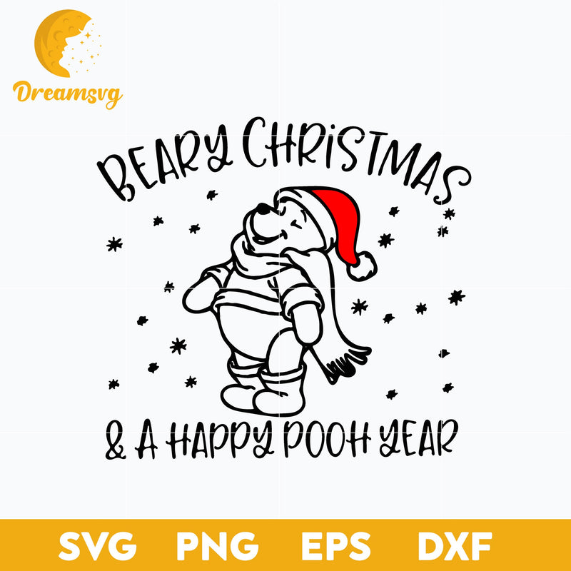 Beary Christmas Pooh SVG, Christmas SVG, PNG DXF EPS Digital File.