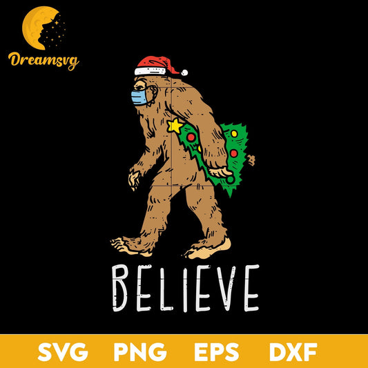 Bigfoot Santa Believe Christmas SVG, Christmas SVG, PNG DXF EPS Digital File.
