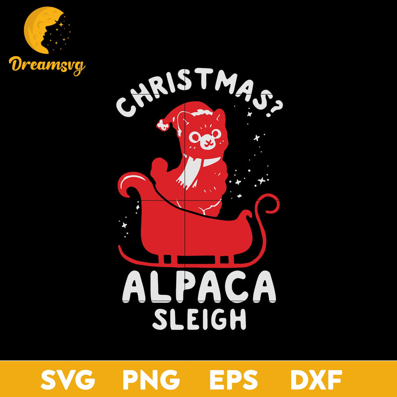 Christmas Alpaca Sleigh SVG, Christmas SVG, PNG DXF EPS Digital File.