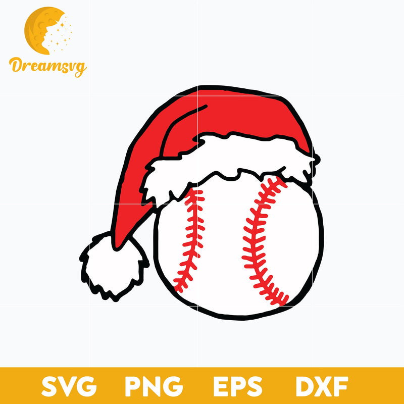 Christmas Baseball Santa  Hat SVG, Christmas SVG, PNG DXF EPS Digital File.