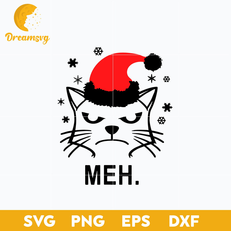 Christmas Cat Meh SVG, Christmas SVG, PNG DXF EPS Digital File.