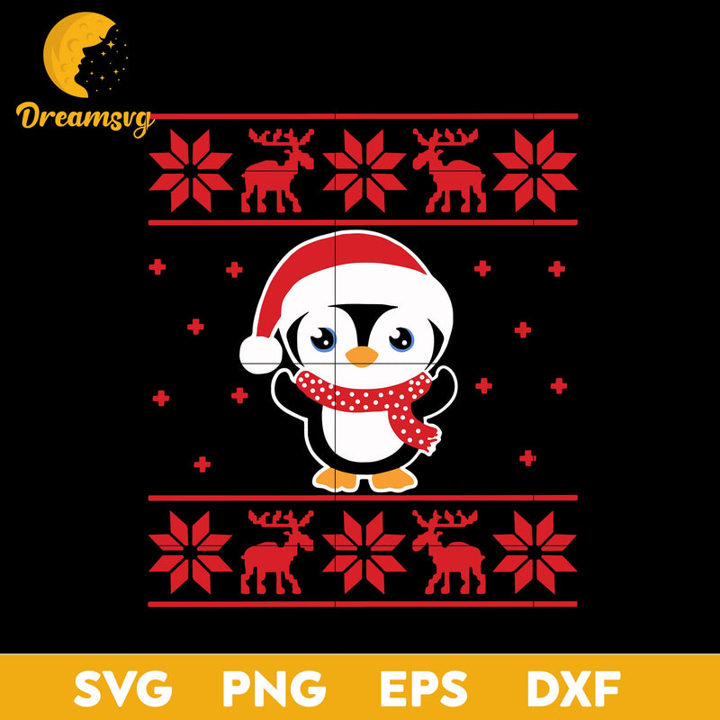 Christmas Penguin SVG, Christmas SVG, PNG DXF EPS Digital File.