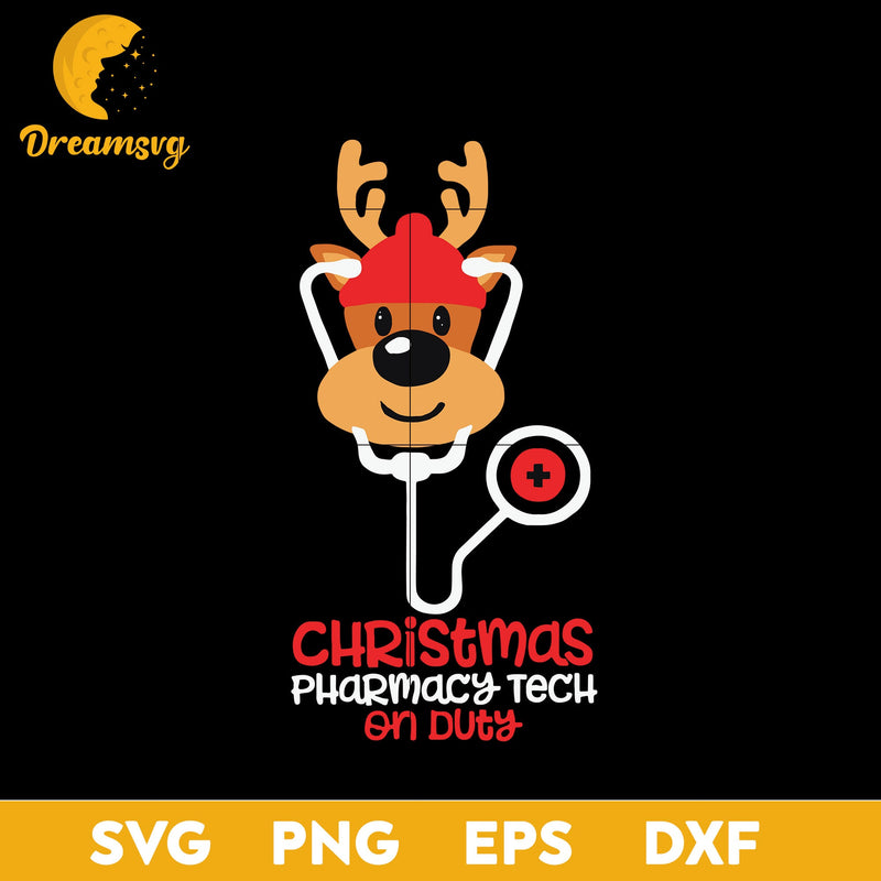 Christmas Pharmacy Tech On Duty Reindeer Nurse Classic SVG, Christmas SVG, PNG DXF EPS Digital File.