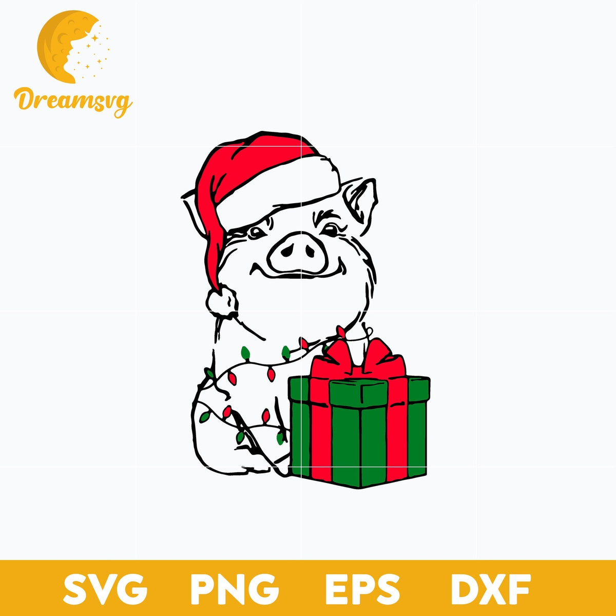 Christmas Pig SVG, Christmas SVG, PNG DXF EPS Digital File.