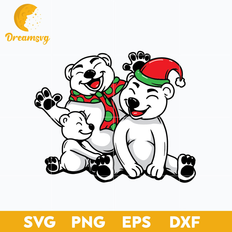 Christmas Polar Bears SVG, Christmas SVG, PNG DXF EPS Digital File.