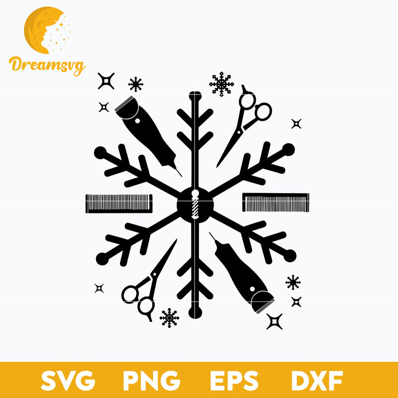 Christmas Snowflake Hair Stylist SVG, Christmas SVG, PNG DXF EPS Digital File.