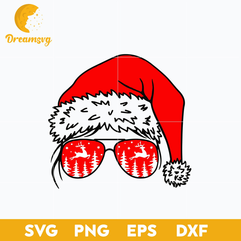 Christmas Messy Bun Santa Hat SVG, Christmas SVG, PNG DXF EPS Digital File.