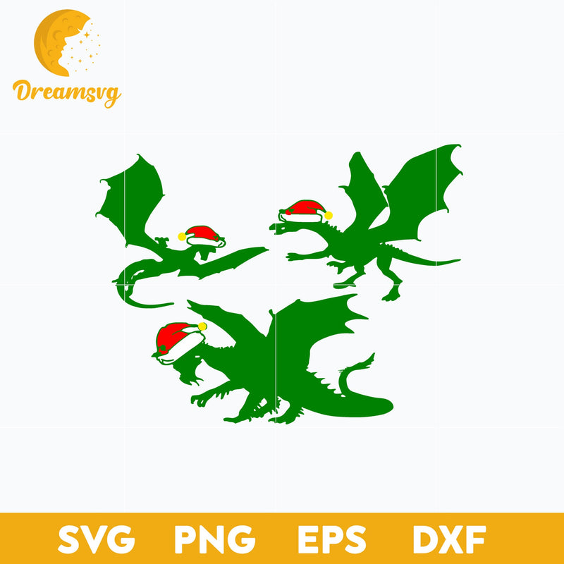 Cool Christmas Dragon SVG, Christmas SVG, PNG DXF EPS Digital File.