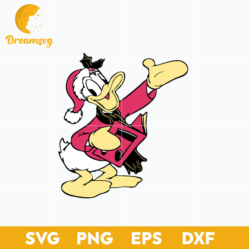 Donald Duck Christmas Caroling Portrait SVG, Christmas SVG, PNG DXF EPS Digital File.