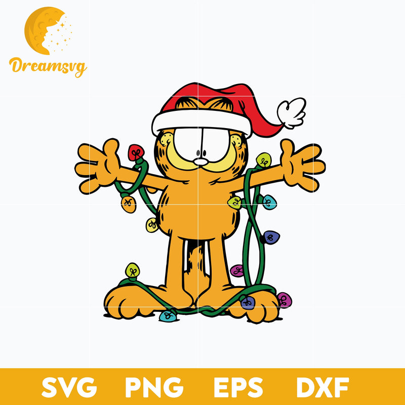 Garfield Christmas Lights SVG, Christmas SVG, PNG DXF EPS Digital File.