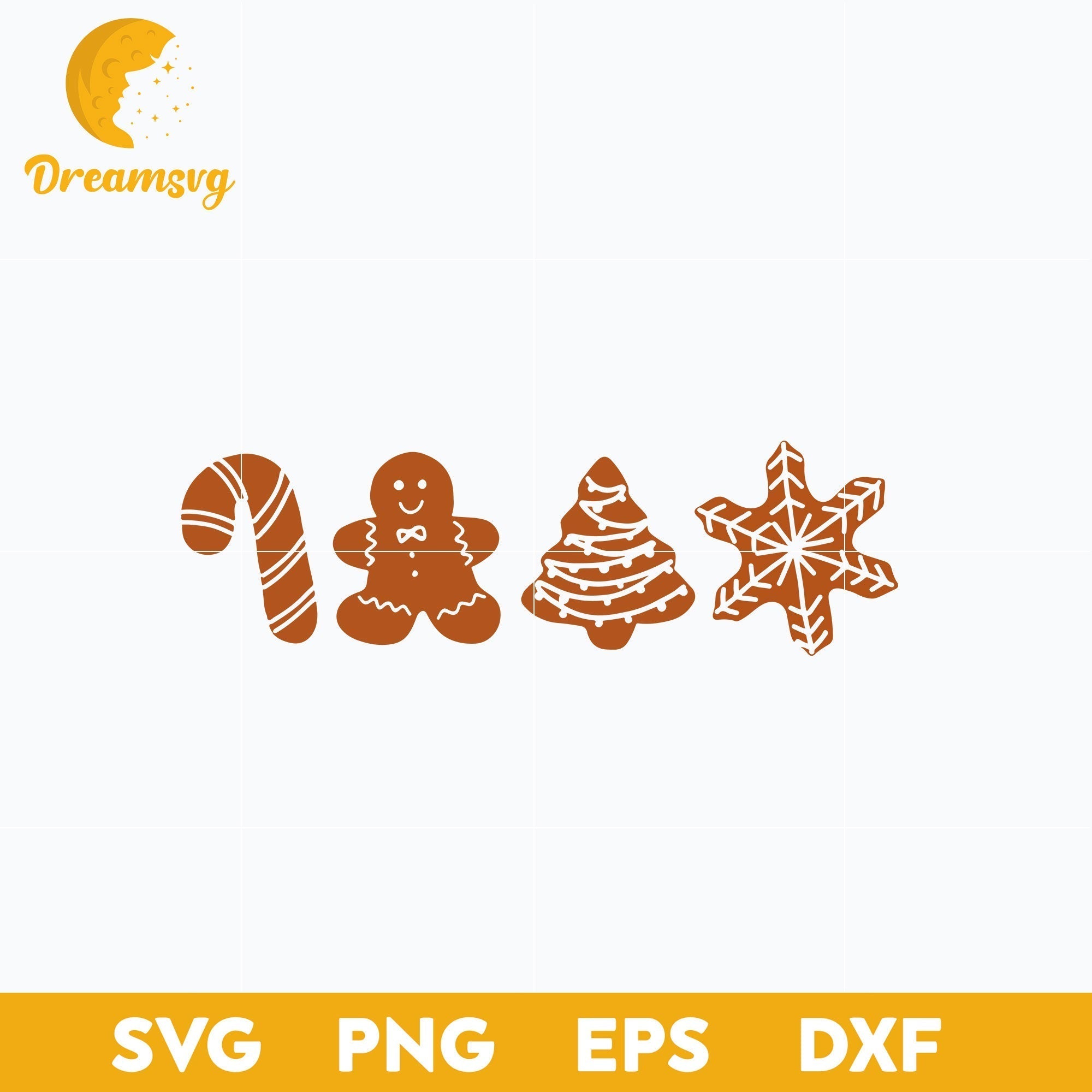 Gingerbread Christmas Ribbon SVG, Christmas SVG, PNG DXF EPS Digital F