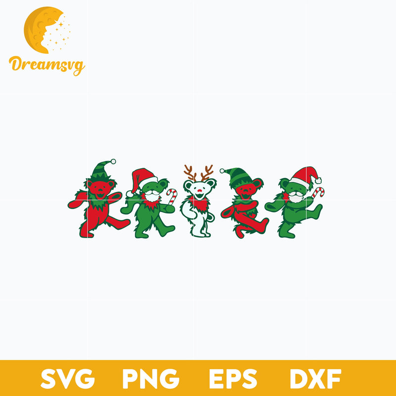 Grateful Dead Dancing Bears Santa Christmas SVG, Christmas SVG, PNG DXF EPS Digital File.