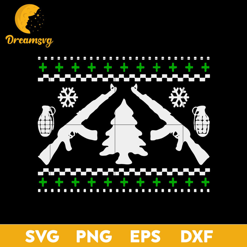 Gun Ugly Christmas Sweater Ak 47 SVG, Christmas SVG, PNG DXF EPS Digital File.