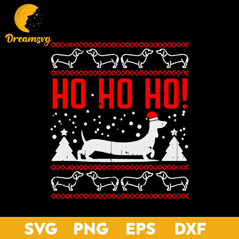 Ho Ho Dachshund Santa Ugly Christmas SVG, Christmas SVG, PNG DXF EPS Digital File.