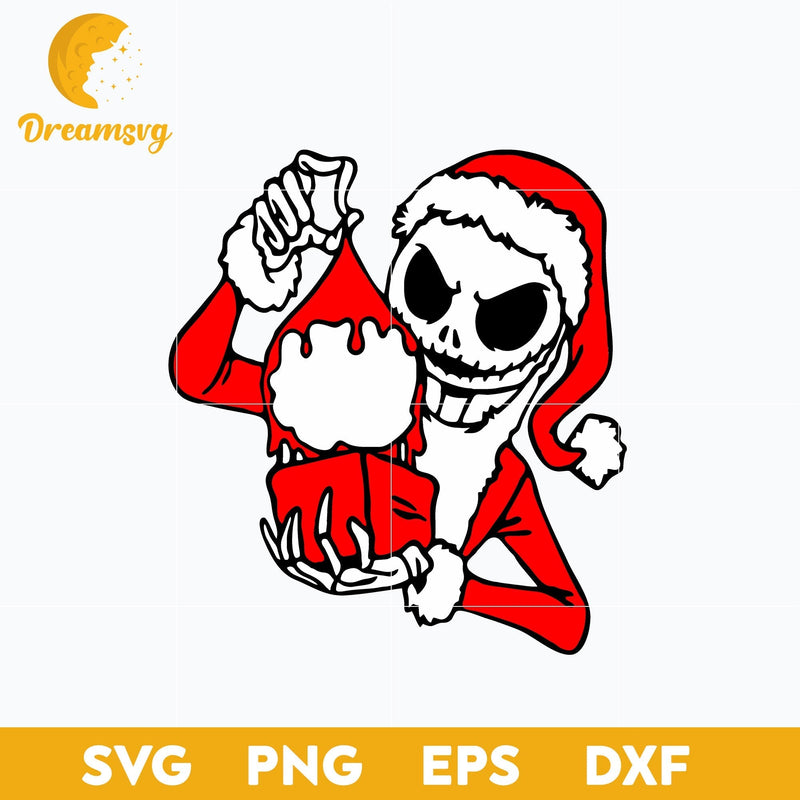 Jack Skellington Santa Hat Christmas SVG, Christmas SVG, PNG DXF EPS Digital File.