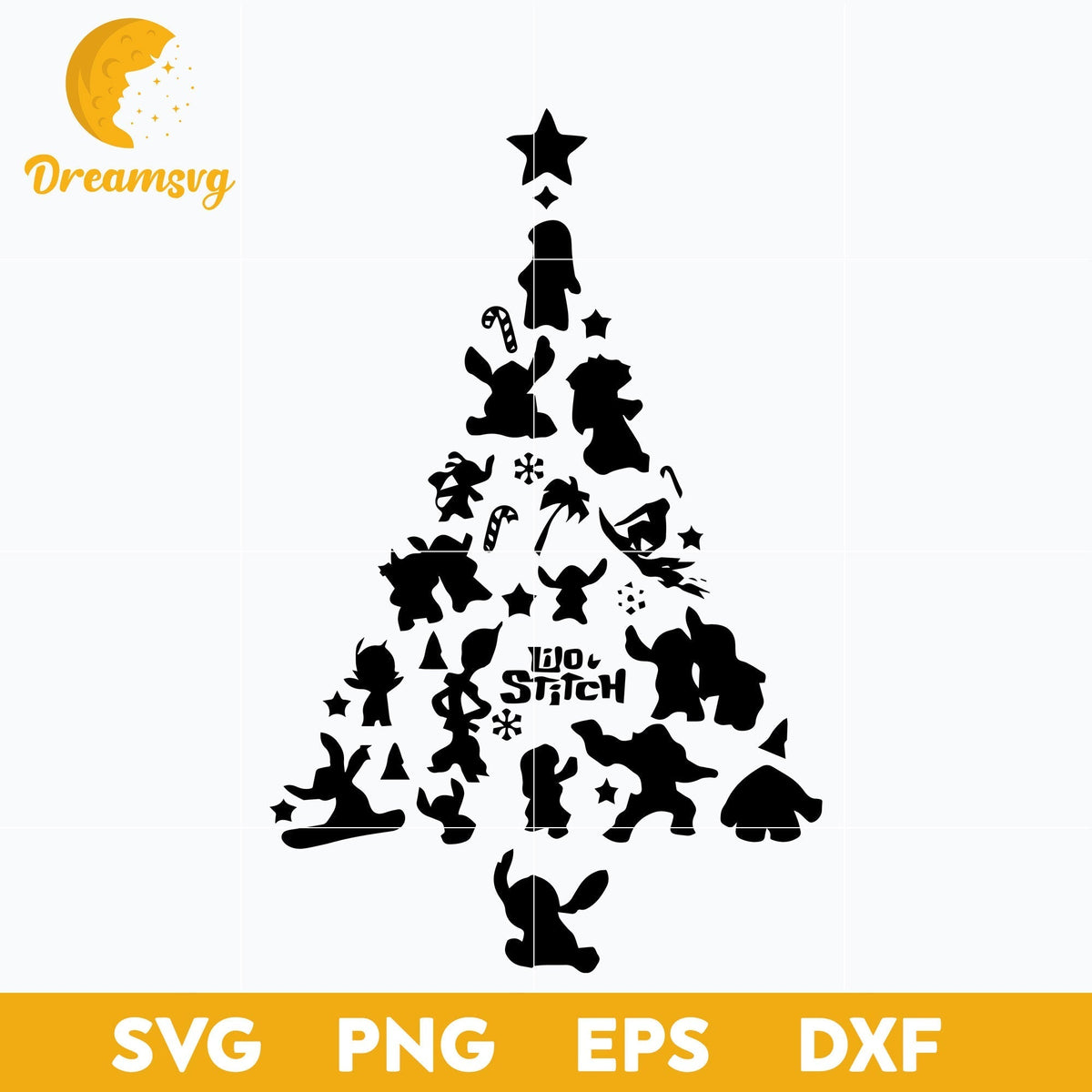 Lilo and Stitch Christmas Tree SVG, Christmas SVG, PNG DXF EPS Digital File.
