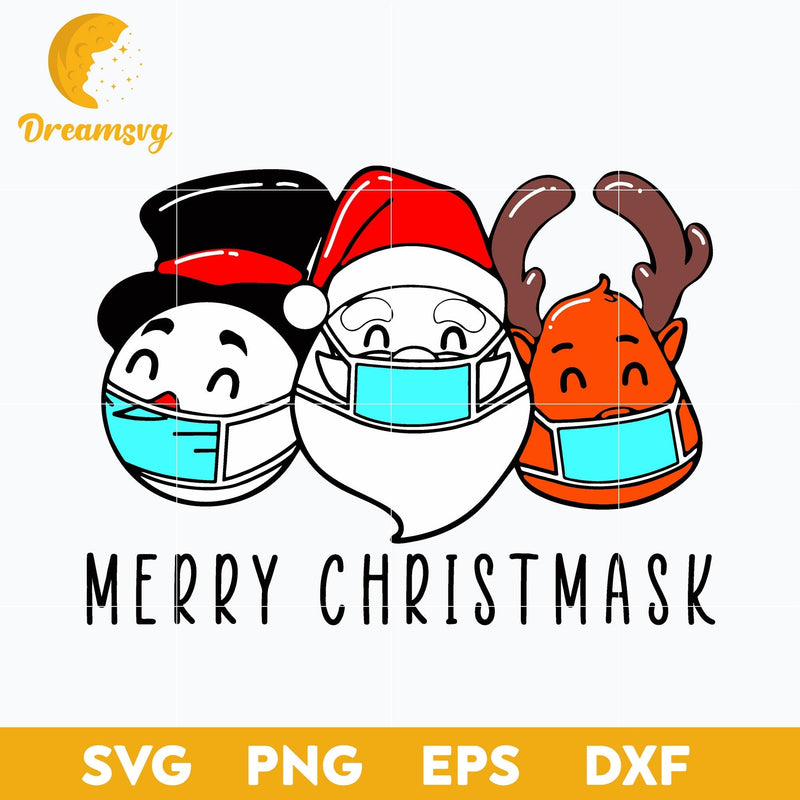 Merry Christmask SVG, Christmas SVG, PNG DXF EPS Digital File.