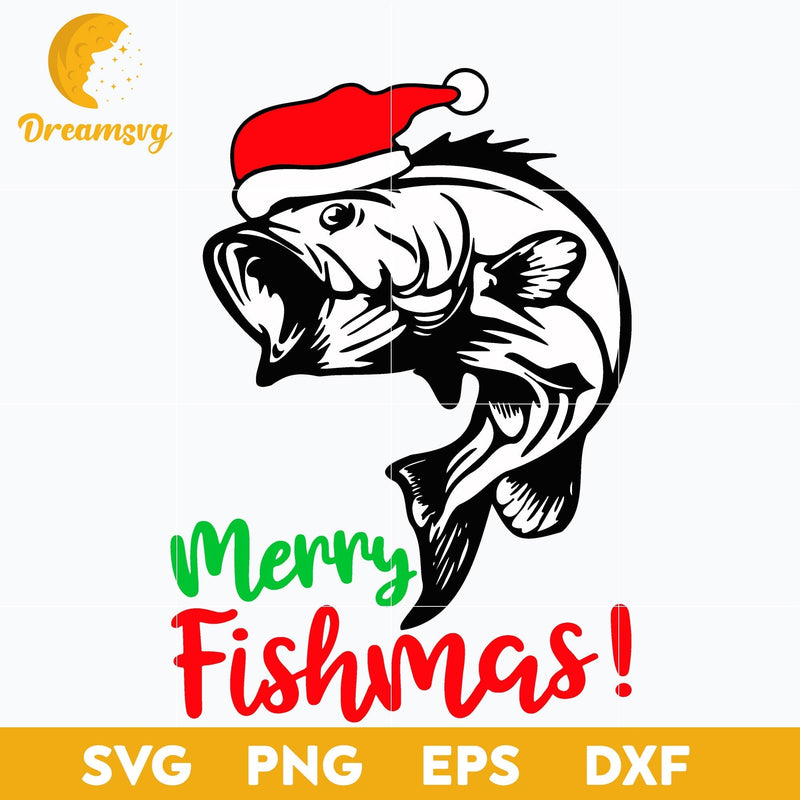 Merry Fishmas Fishing Christmas SVG, Christmas SVG, PNG DXF EPS Digital File.