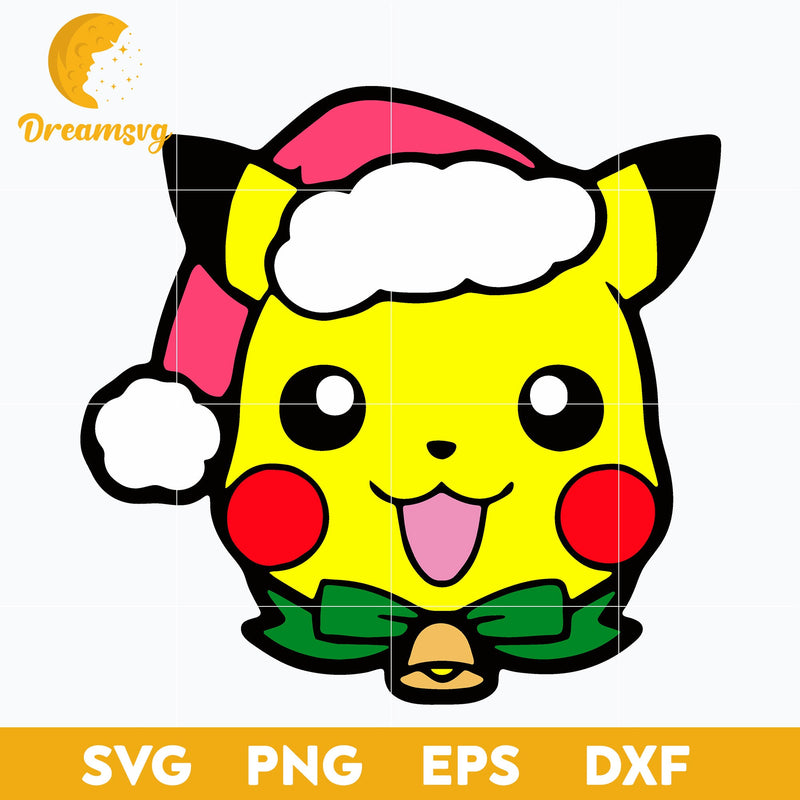 Pikachu Christmas Hat SVG, Christmas SVG, PNG DXF EPS Digital File.