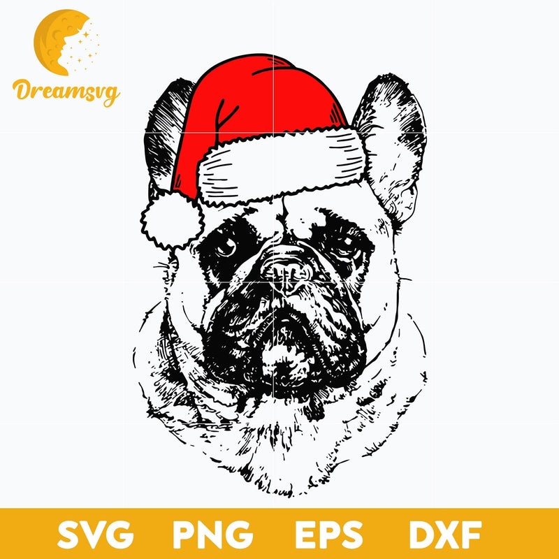 Santa Bulldog Christmas SVG, Christmas SVG, PNG DXF EPS Digital File.