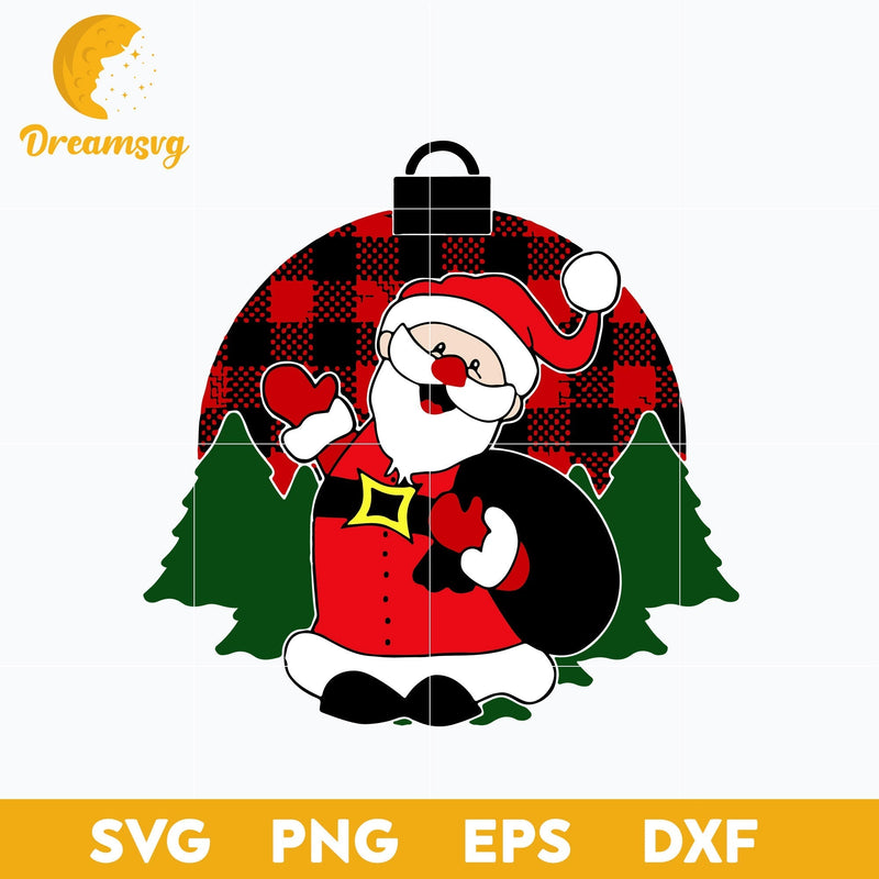 Santa Claus Christmas Tree Ornament Plaid SVG, Christmas SVG, PNG DXF EPS Digital File.