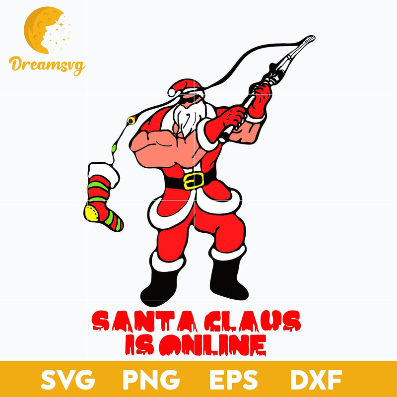 Santa Claus Is Online SVG, Christmas SVG, PNG DXF EPS Digital File.