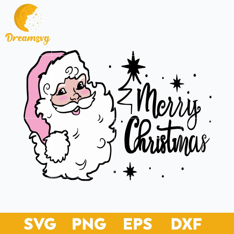 Santa Claus Merry Christmas Pink SVG, Christmas SVG, PNG DXF EPS Digital File.