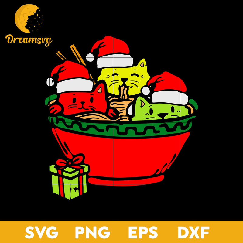 Santa Ramen Cats Anime Christmas SVG, Christmas SVG, PNG DXF EPS Digital File.