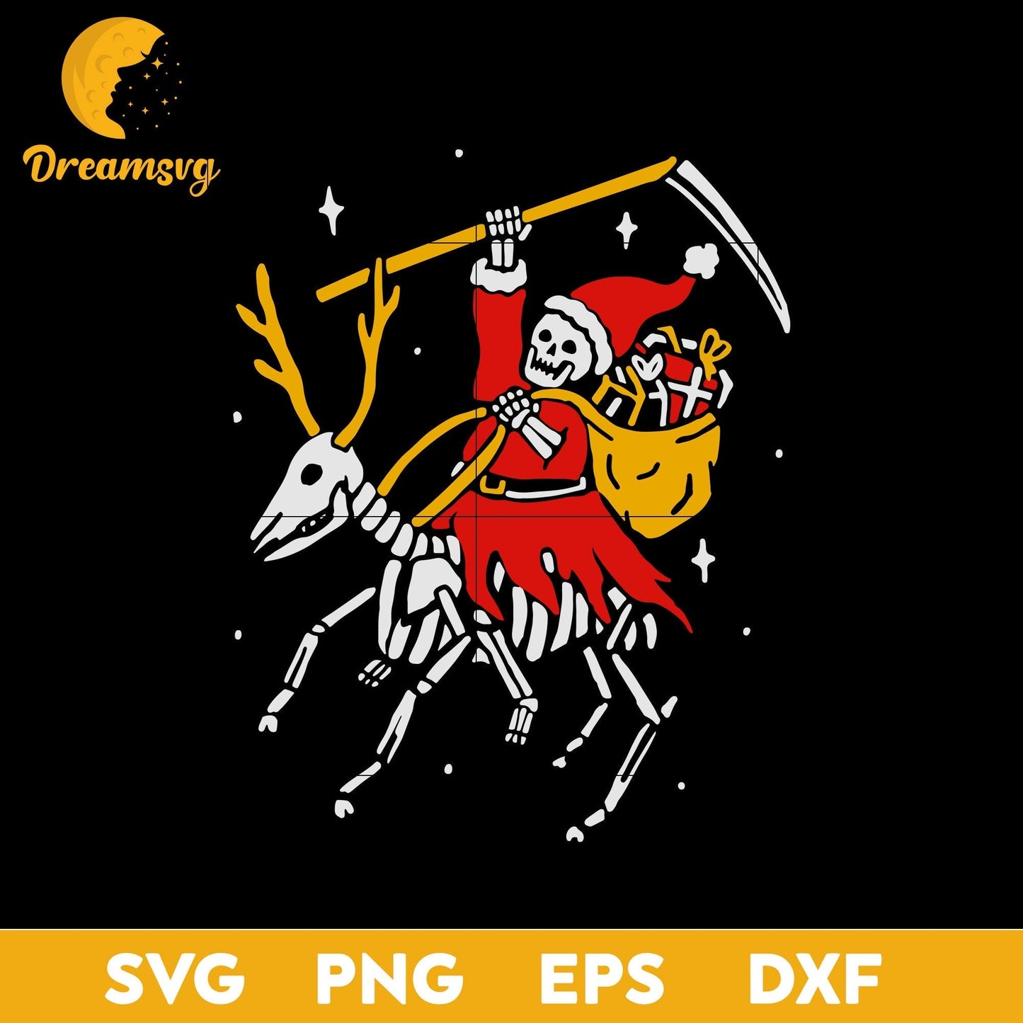 Santa Reaper Skeleton Christmas SVG, Christmas SVG, PNG DXF EPS Digital File.