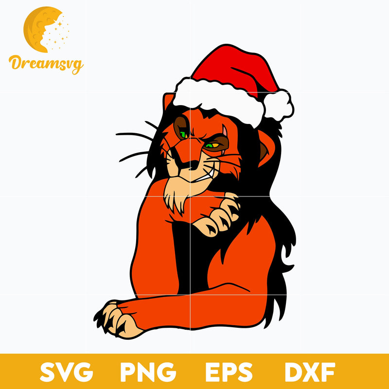 Scar Santa Claus Hat The Lion King SVG, Christmas SVG, PNG DXF EPS Digital File.