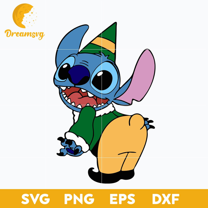 Stitch Christmas ELF Cosplay SVG, Christmas SVG, PNG DXF EPS Digital File.