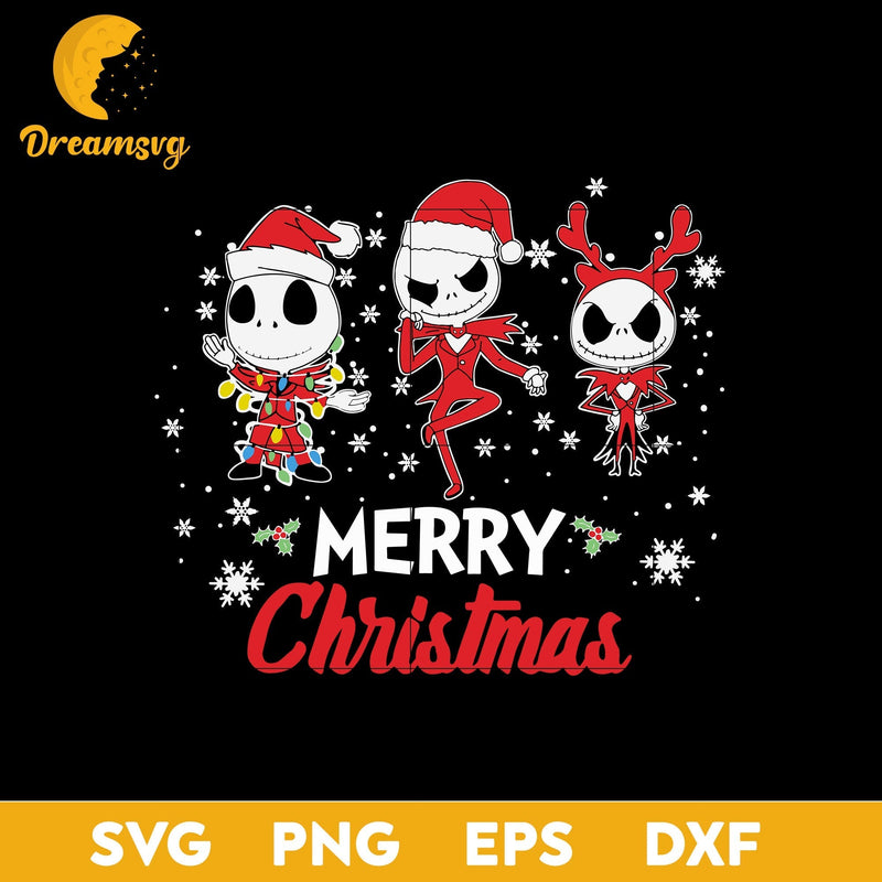 Three Jack Skellington  Christmas SVG, Christmas SVG, PNG DXF EPS Digital File.