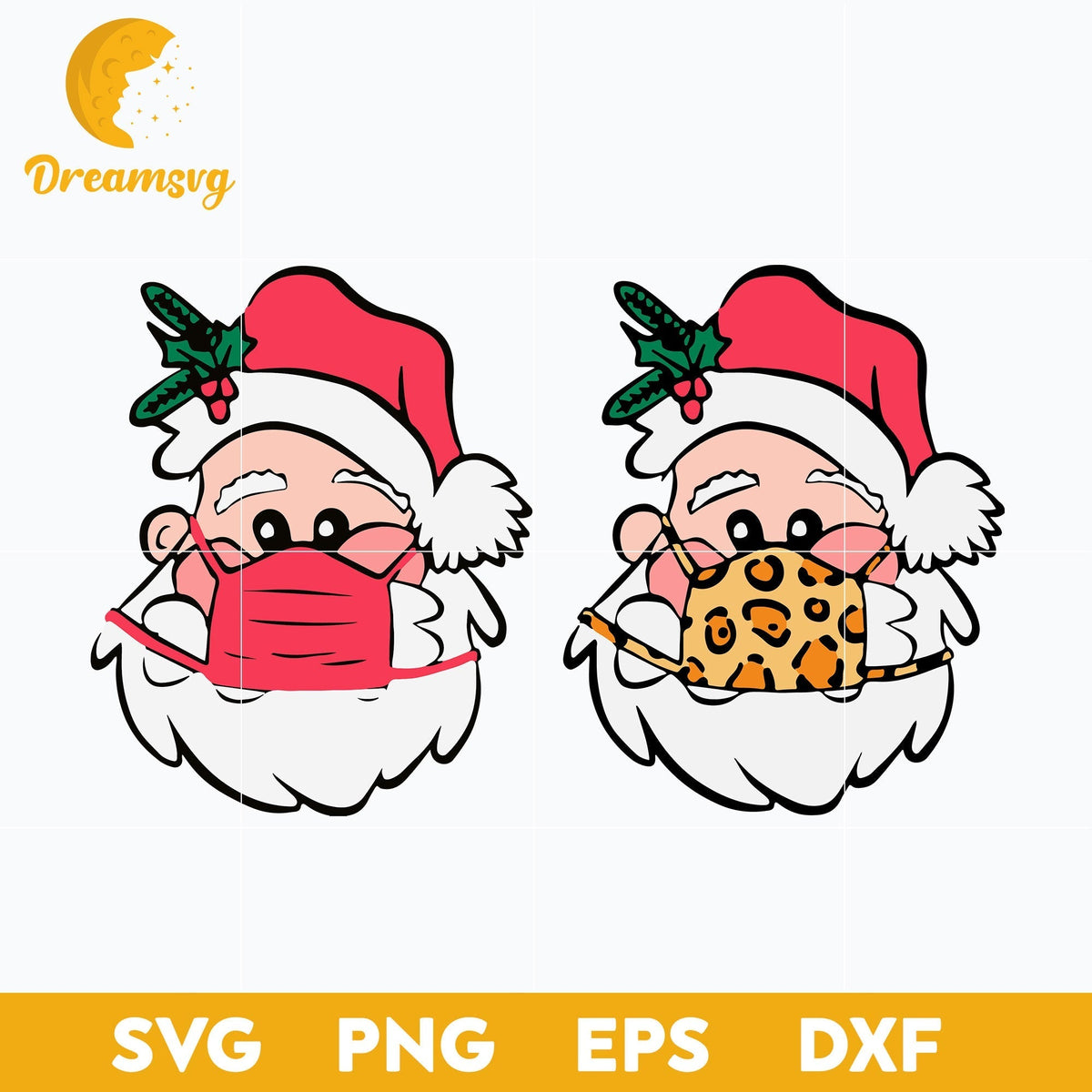 Two Santa Christmas SVG, Christmas SVG, PNG DXF EPS Digital File.