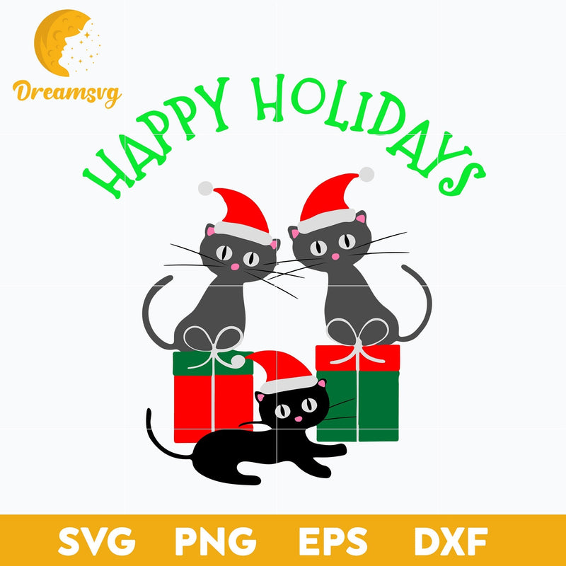 Whimsical Cat Christmas SVG, Christmas SVG, PNG DXF EPS Digital File.