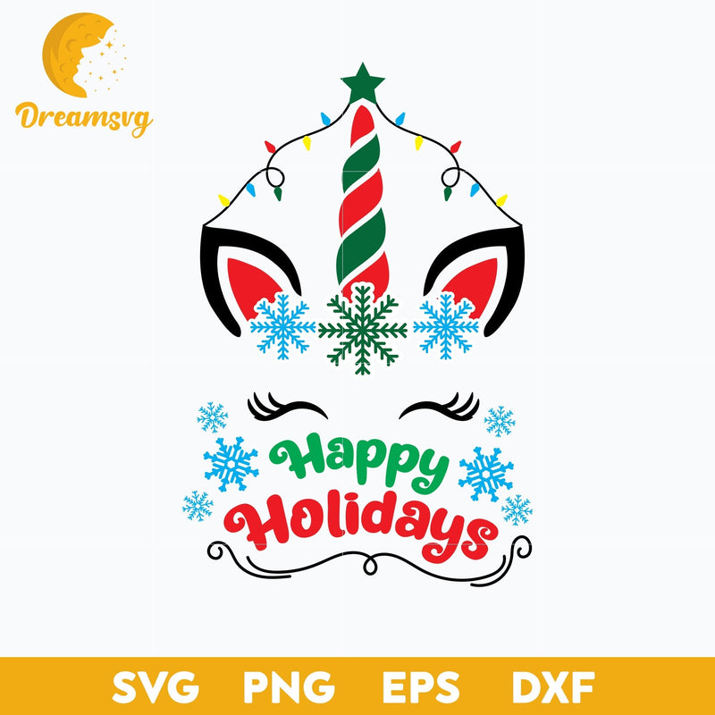 Xmas Unicorn SVG, Christmas SVG, PNG DXF EPS Digital File.