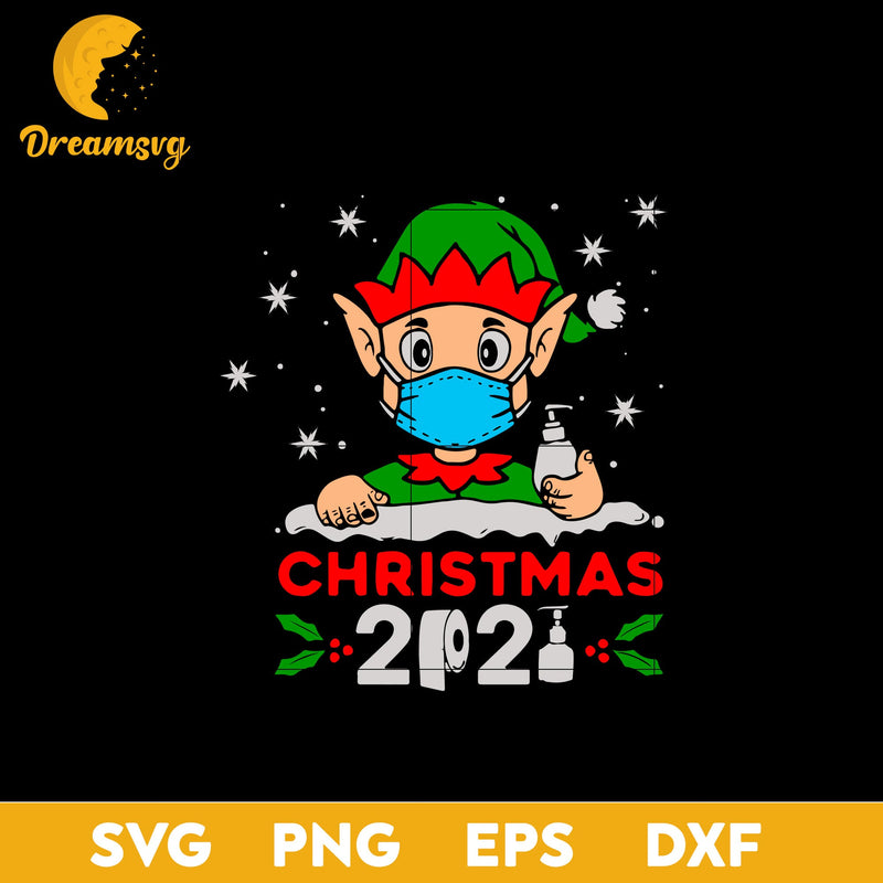 Christmas Elf Face Mask 2021 SVG, Christmas SVG, PNG DXF EPS Digital File.