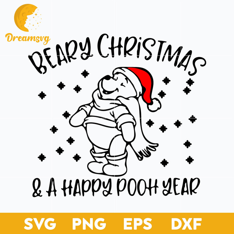 Santa Winnie The Pooh Beary Christmas SVG, Christmas SVG, PNG DXF EPS Digital File.