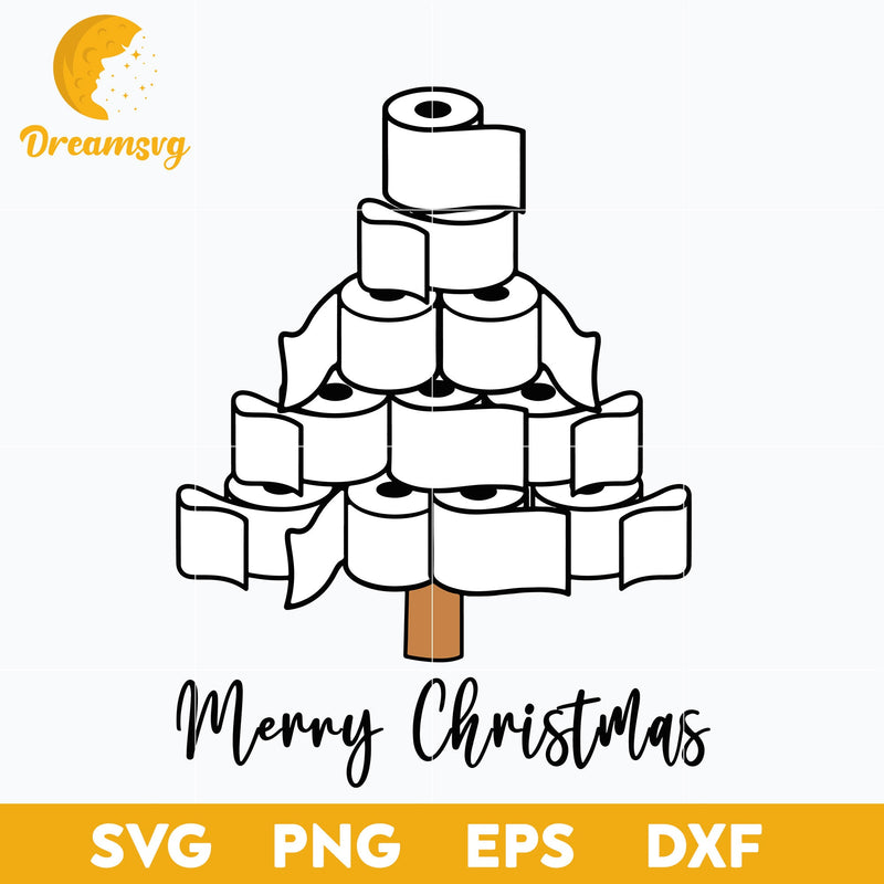 Toilet Paper Merry Christmas Tree SVG, Christmas SVG, PNG DXF EPS Digital File.