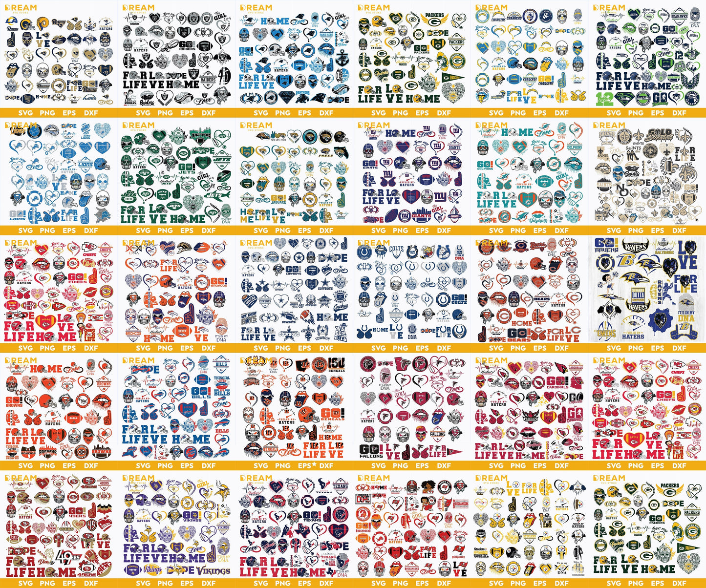 Mega NFL Bundle Svg, Nfl Logo Svg, Nfl Team Svg, Sport Svg, All Nfl Teams